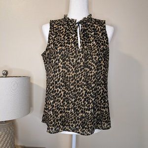 J. Crew Women’s Tie-Neck Top Sleeveless Animal Print size S
